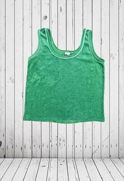 Vintage green 1970s towel fabric tank top 