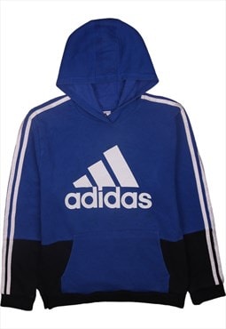 Vintage 90's Adidas Hoodie Spellout Pullover Blue XLarge