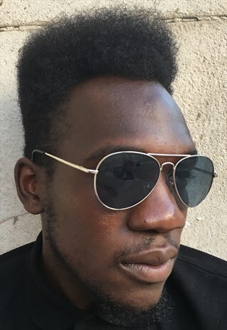 MIDNIGHT DARK BLUE SILVER FRAME SUNGLASSES