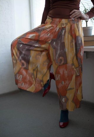 VINTAGE 80'S ORANGE PATTERNED CULOTTES