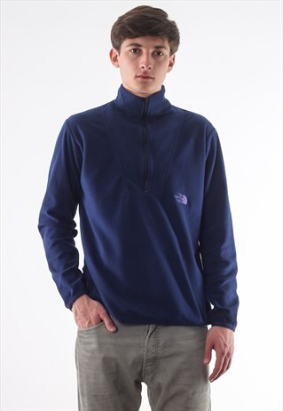 VINTAGE THE NORTH FACE POLARTEC PULLOVER JACKET 90S BLUE