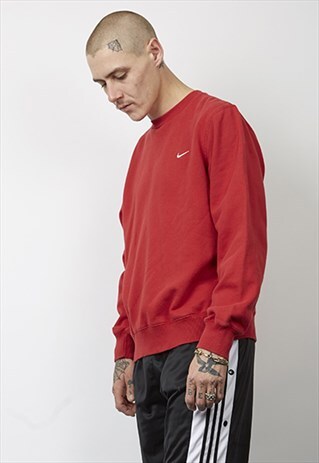VINTAGE 90'S RED NIKE SWOOSH LOGO SWEATSHIRT