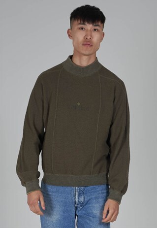 RARE VINTAGE FOREST GREEN WOOL 80'S STONE ISLAND KNIT JUMPER