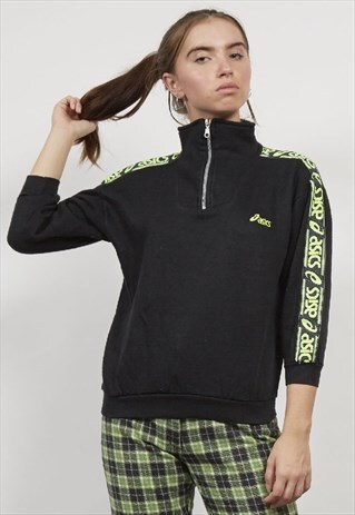 VINTAGE TAPERED CROPPED THREE QUARTER ZIP ASICS 80'S SWEATER