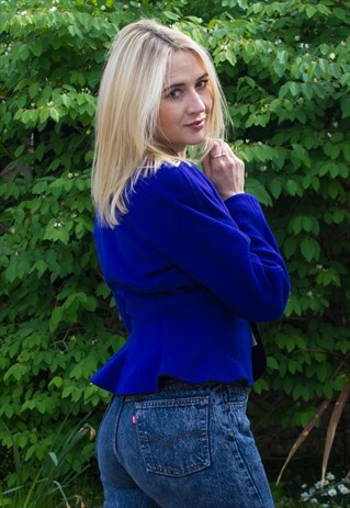 80'S PURE WOOL PEPLUM COAT
