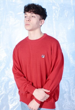VINTAGE FILA RED LIGHTWEIGHT WOOLLEN JUMPER