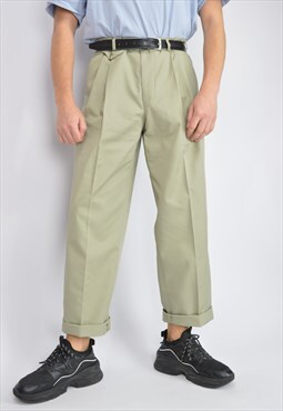 Vintage beige classic cotton straight trousers