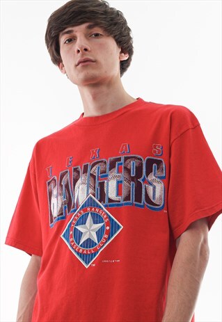 VINTAGE TEXAS RANGERS MLB GRAPHIC TEE 90S RED