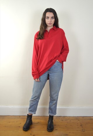90'S VINTAGE RED COLLARED RUGBY TOP