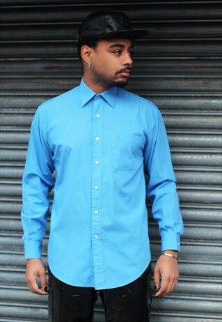 VINTAGE YVES SAINT LAURENT BLUE SLIM SHIRT