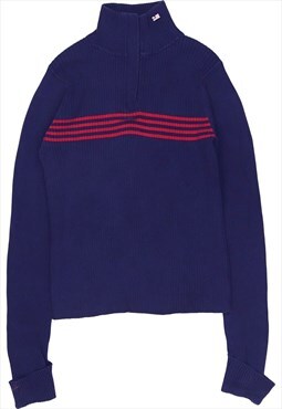 Ralph Lauren 90's Quarter Zip Knitted Jumper XLarge Blue