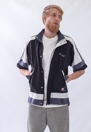 VINTAGE MENS CHAMPION TRAINING SHORT SLEEVE TRACK TOP JACKET