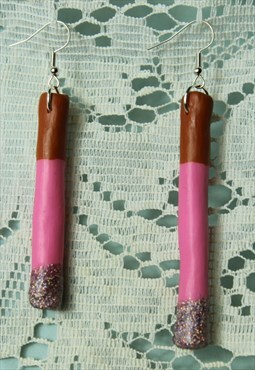 Hand Made Pink Cigarette Earrings