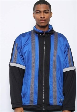 VINTAGE FILA LOGO TRACK JACKET BLUE