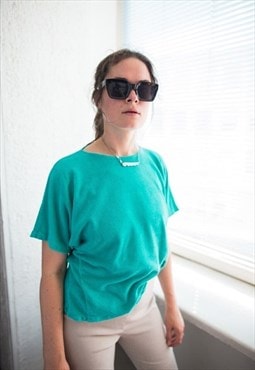 Vintage 80's Emerald Green Ribbed Velvet Top