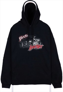 Vintage 90's Gildan Hoodie Racing Pullover Black XLarge