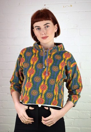 VINTAGE 90'S CROPPED PATTERNED SWEATSHIRT