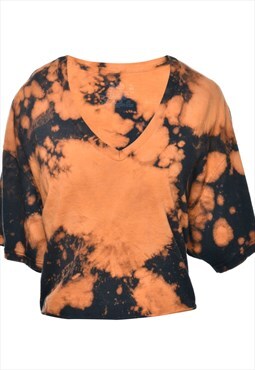 Beyond Retro Vintage Fruit Of The Loom Cropped Tie Dyed T-sh