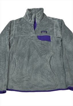 Grey patagonia logo embroilery quarter zip up fleece