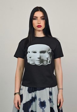 Psychedelic t-shirt slim fit unisex sculpture print tee goth