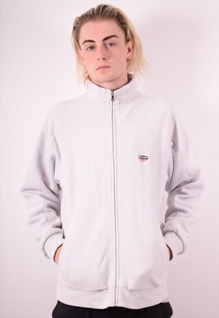 CHAMPION MENS VINTAGE FLEECE JACKET MEDIUM WHITE 90S