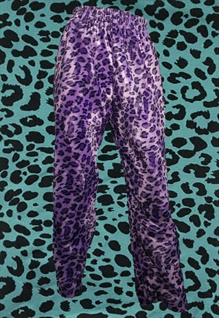 Y2K PURPLE LEOPARD ANIMAL PRINT JOGGERS/TROUSERS