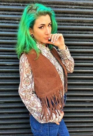 VINTAGE SUEDE TASSEL WAISTCOAT