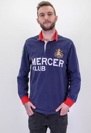VINTAGE RALPH LAUREN LOGO POLO SHIRT T-SHIRT IN BLUE MEDIUM
