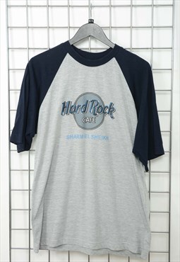 Vintage 90s Hard Rock Cafe Baseball T-shirt Grey Size XL