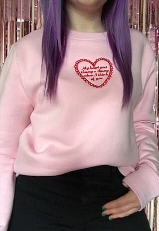 THUMP A THUMP PINK EMBROIDERED SWEATSHIRT