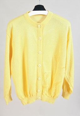 Vintage 80s button down cardigan in yellow 