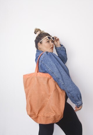 OVERSIZED SHOULDER BAG PINK SALMON UNISEX HANDBAG