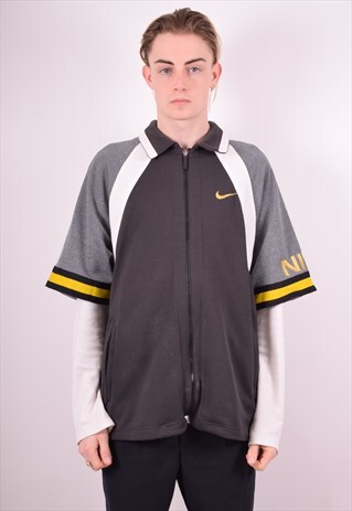NIKE MENS VINTAGE SLEEVELESS TRACKSUIT TOP JACKET LARGE GREY