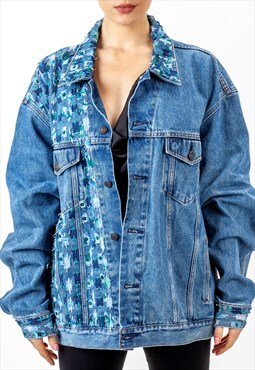 Bleu denim jacket upcycled