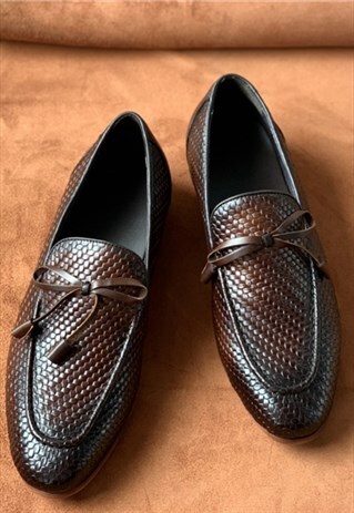 Men's loafers in brown faux leather shoes