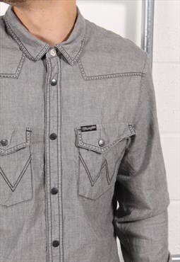 Vintage Wrangler Shirt in Grey Long Sleeve Casual Top XL