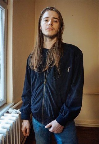 VINTAGE BLACK SUEDE BOMBER