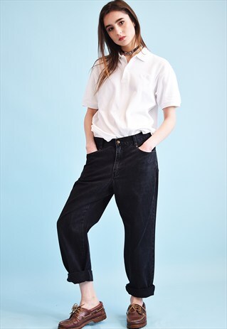 90'S RETRO REGULAR WAIST STONEWASH OVERSIZED DENIM JEANS