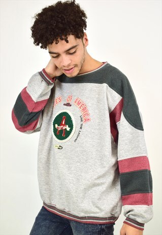 VINTAGE 90S ALIGATOR GREY AND RED SWEATSHIRT