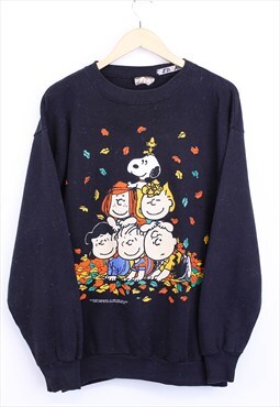 Vintage Peanuts Cartoon Sweatshirt Black Pullover With Print