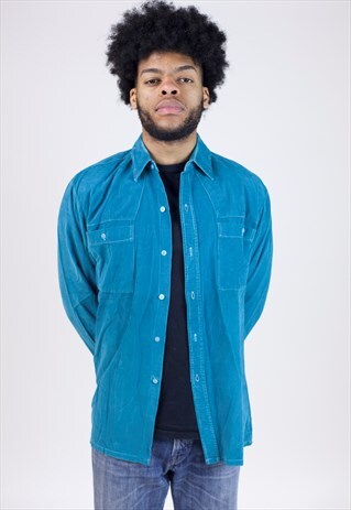 VINTAGE 90S GREEN CORD SHIRT