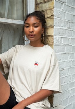 Short Sleeve Tshirt in Sand with Bro Shroom Embroidery
