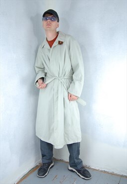 Vintage 90's light grey baggy festival trench coat / UNISEX