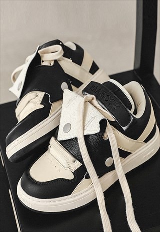 CHUNKY SOLE GRUNGE SNEAKERS HIGH PLATFORM SKATER SHOES BLACK
