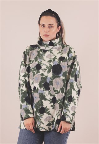 VINTAGE 90'S OVERSIZED FLORAL PATTERN FLEECE JUMPER /A14014
