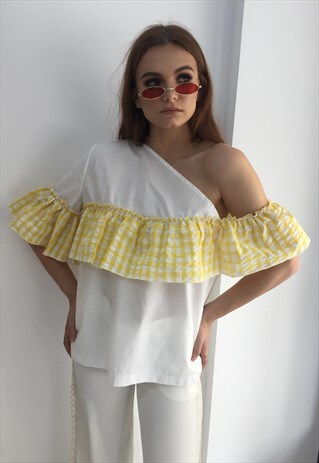 'HELEIN' SUMMER WHITE FRILL BLOUSE
