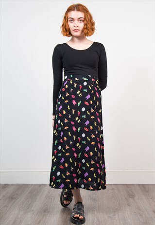 VINTAGE VACATION PATTERN BOHO MIDI SKIRT