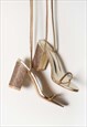 GOLD SPARKLE PLATFORM HEELED SANDALS