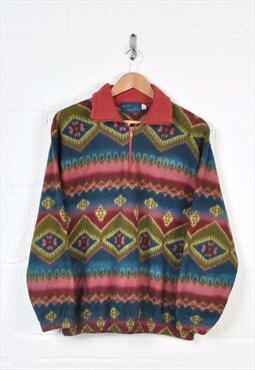 Vintage Fleece 1/4 Zip Retro Pattern Medium