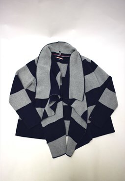 Vintage 90s Tommy Hilfiger Grey & Blue Draped Knit Cardgian